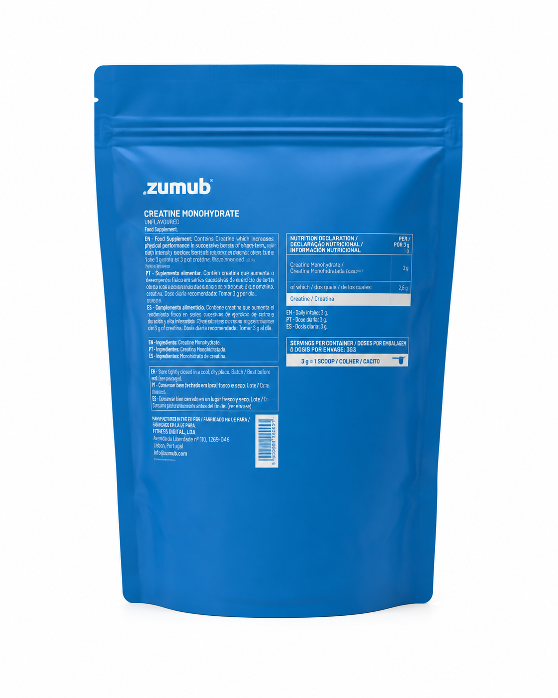 Creatina Monohidrato Zumub 1 kg – Sin sabor